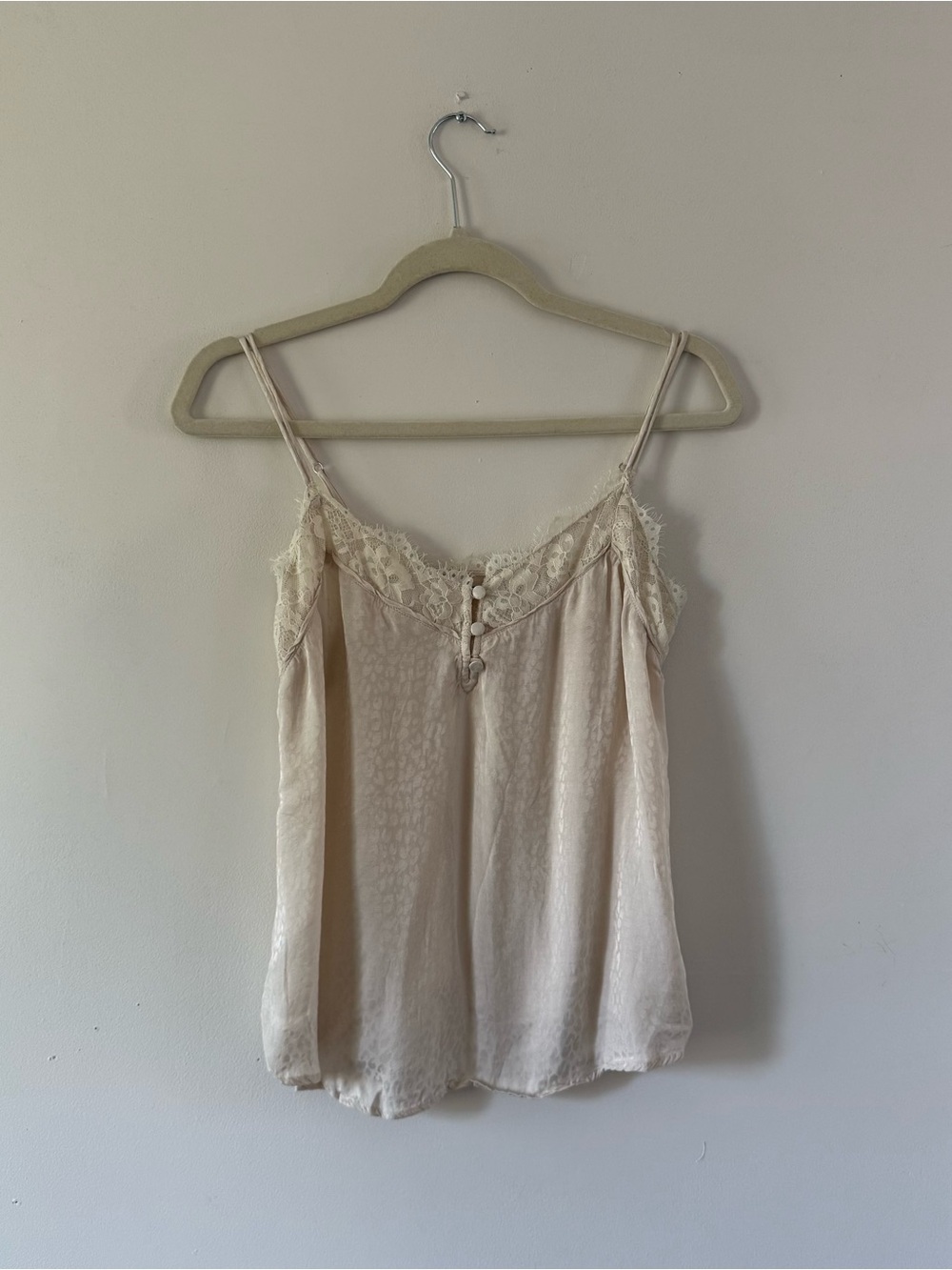 Abercrombie & Fitch Cream Lace-Trim Satin Camisole